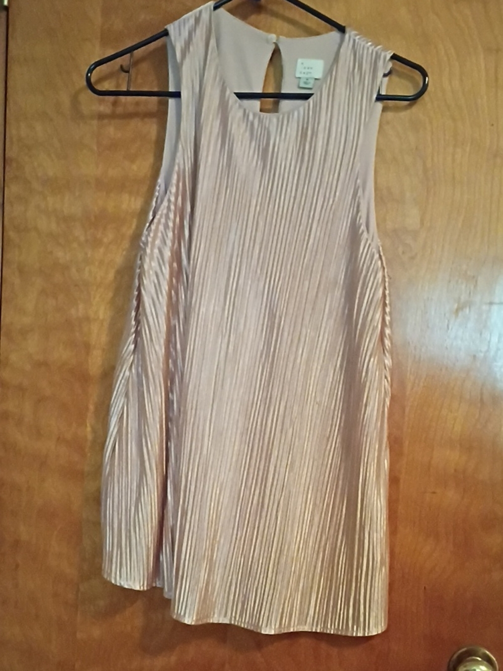 Pleated Metallic Mini Dress - Nude Pink